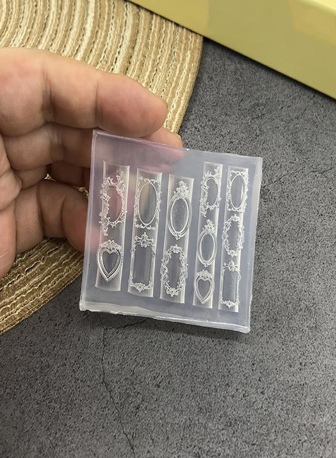 قوالب سيليكون لأظافر بتصميم إطار صور كلاسيكي، إطارات منحوتة ثلاثية الأبعاد من جل الأظافر، زينة للأظافر، قوالب سيليكون لتصميم زينة الأظافر، قوالب استنسل منحوتة، أدوات ومستلزمات مانيكير - Image 4